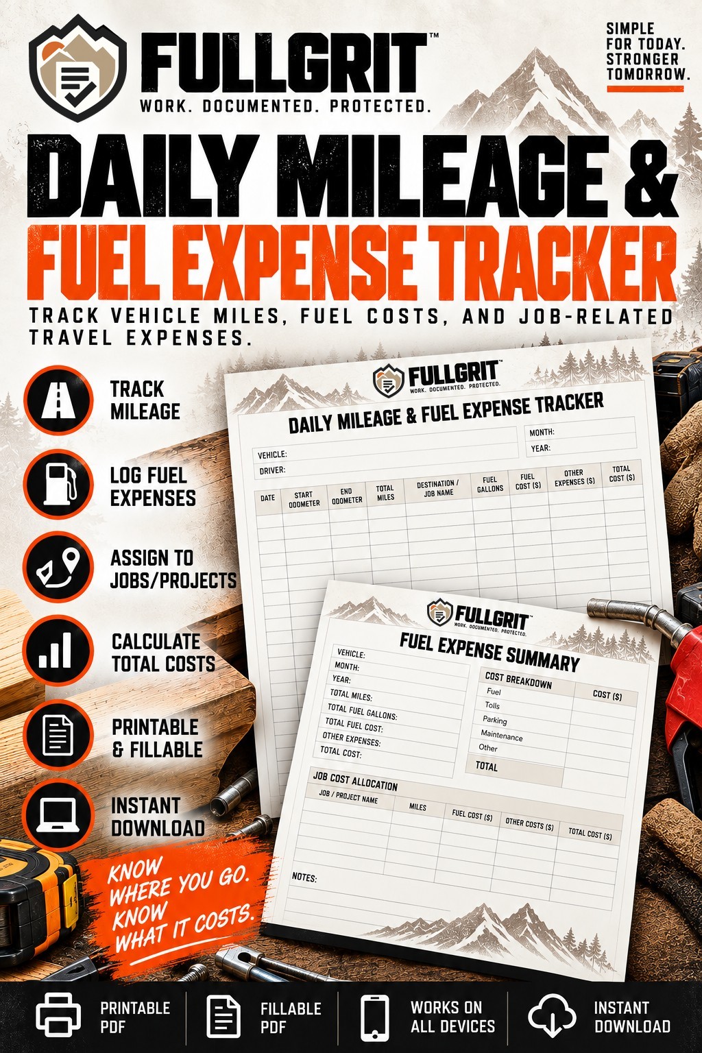 Official approved cover for Daily Mileage & Fuel Expense Tracker