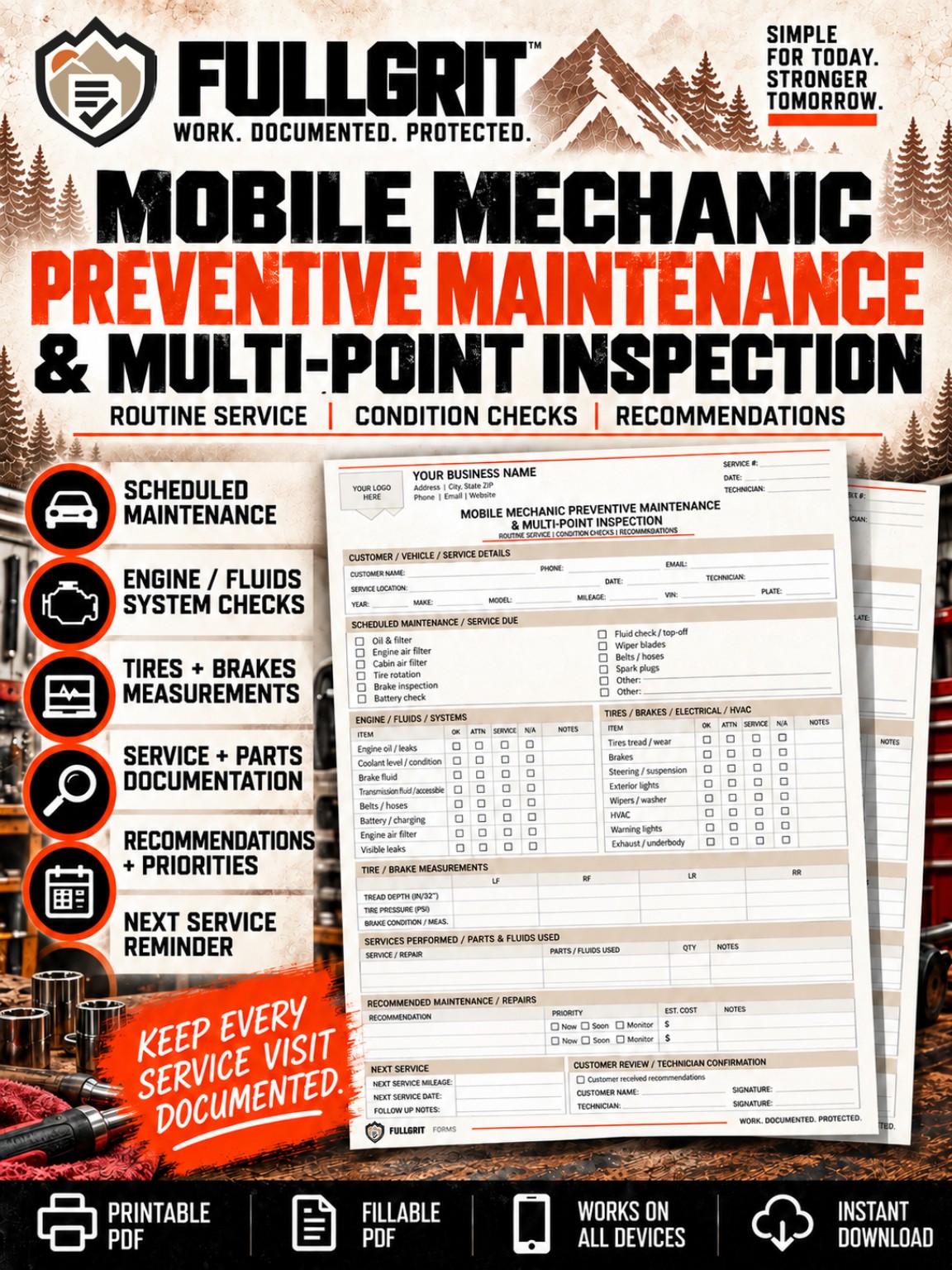 Official approved cover for Mobile Mechanic Preventive Maintenance & Multi-Point Inspection