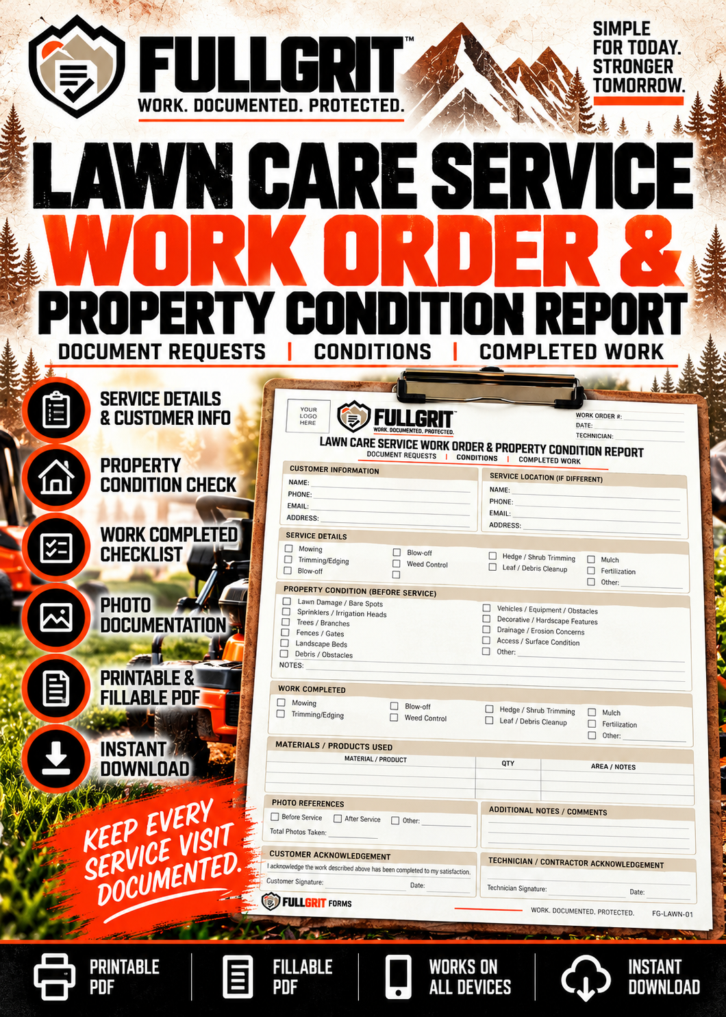 Official approved cover for Lawn Care Service Work Order & Property Condition Report